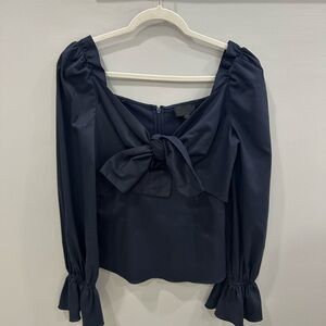 INTERMIX Black Puff Sleeve Tie Front Blouse